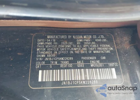 2019 Nissan Rogue Sport S z USA, uszkodzony, nr VIN JN1BJ1CP5KW228289